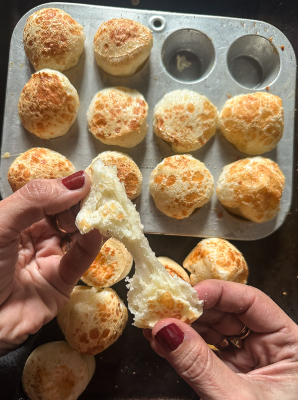 Brazilian Cheese Bread- made with mini muffin tins. Try this gluten free snack! Recipe on Shutterbean.com