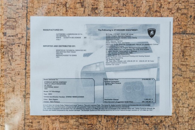 9k-Mile 2003 Lamborghini Murcielago 6-Speed