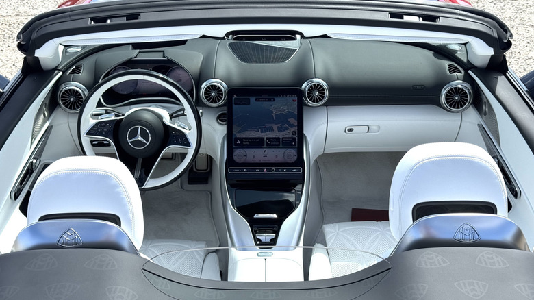 overhead view looking down into the interior of the Maybach SL from above