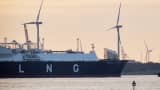 A ship carrying liquefied natural gas towed out of the Port of Rotterdam on Jan. 13, 2025, in the Netherlands.