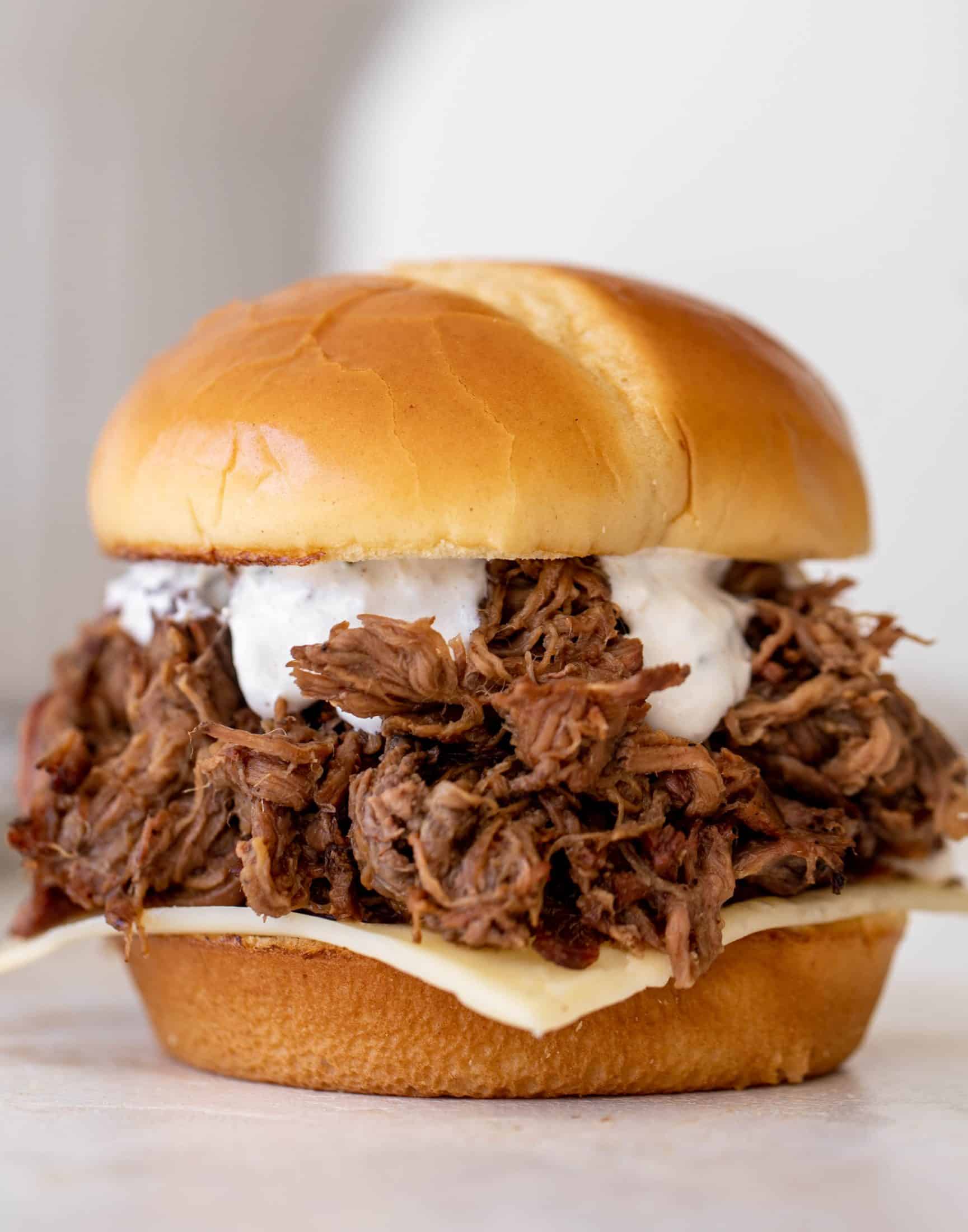 slow cooker shredded beef sandwiches